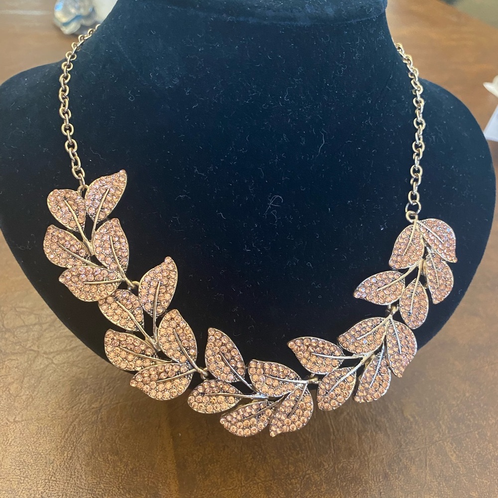 Elegant Rose Gold Leaf Statement Necklace